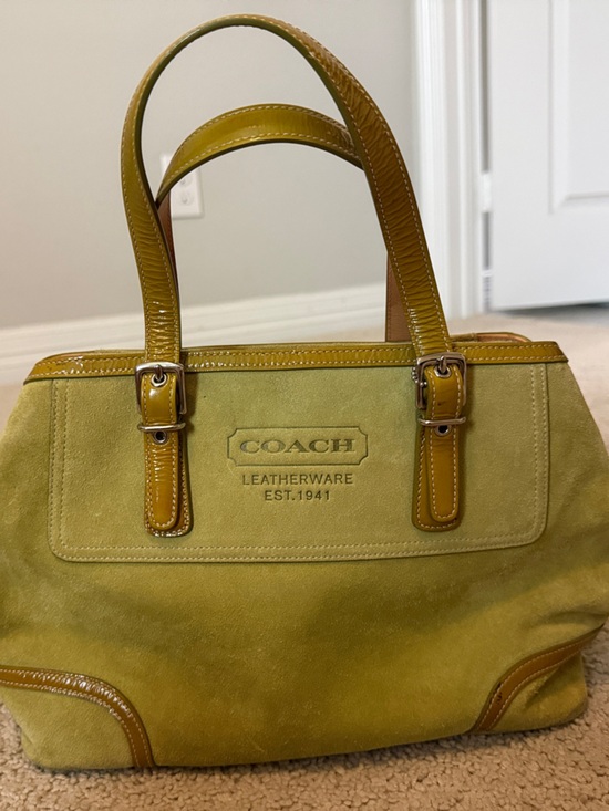 Coach Handbags - Coach green suede tote bag